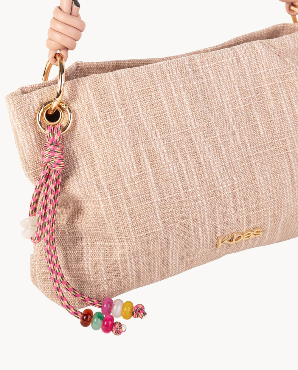 kbas-bandolera-canvas-doble-asa-rosa-cremallera-y-asa-trenzada-ajustable image 3