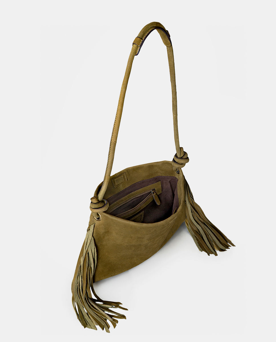 abbacino-bolso-de-hombro-mujer-piel-verde-con-flecos image 5