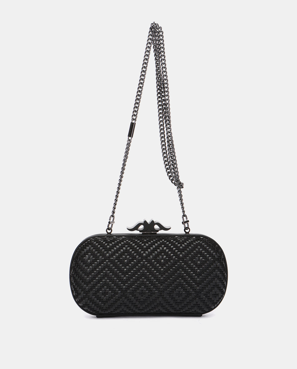 abbacino-clutch-de-fiesta-ovalado-negro-estampado-geom-trico image 4