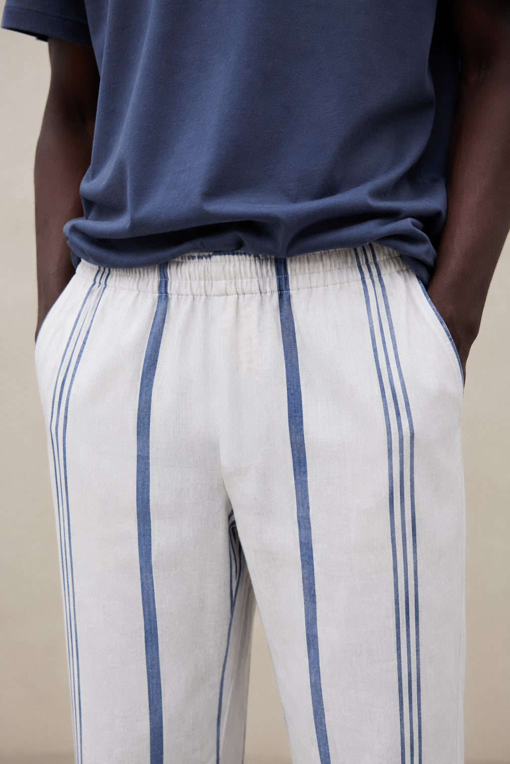 ecoalf-pantalones-de-rayas-gina-blanco-80-lino-fit-regular-tiro-medio-cintura-el image 2