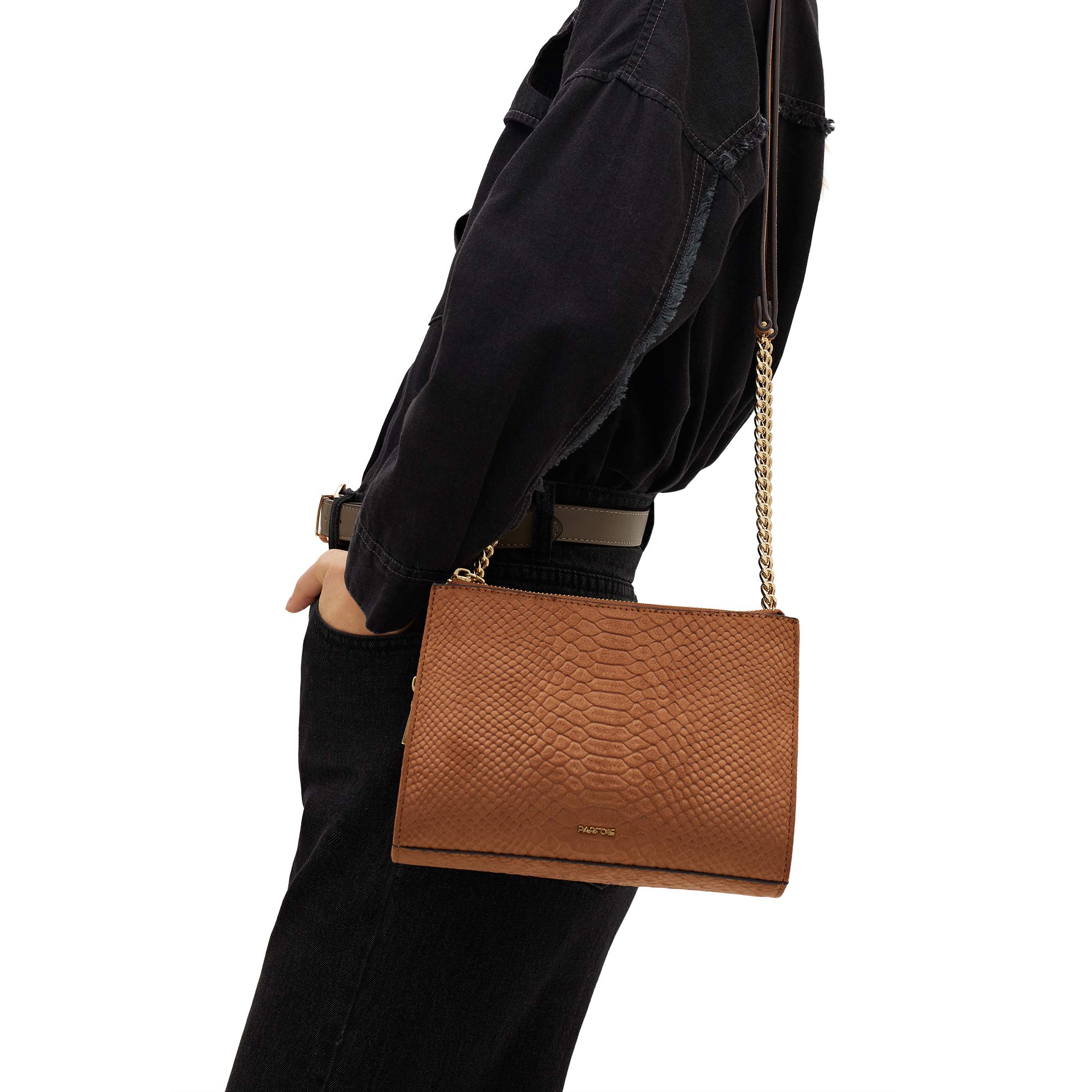 parfois-bolso-bandolera-grabada-asa-combinada-mujer-talla-m-camel image 6