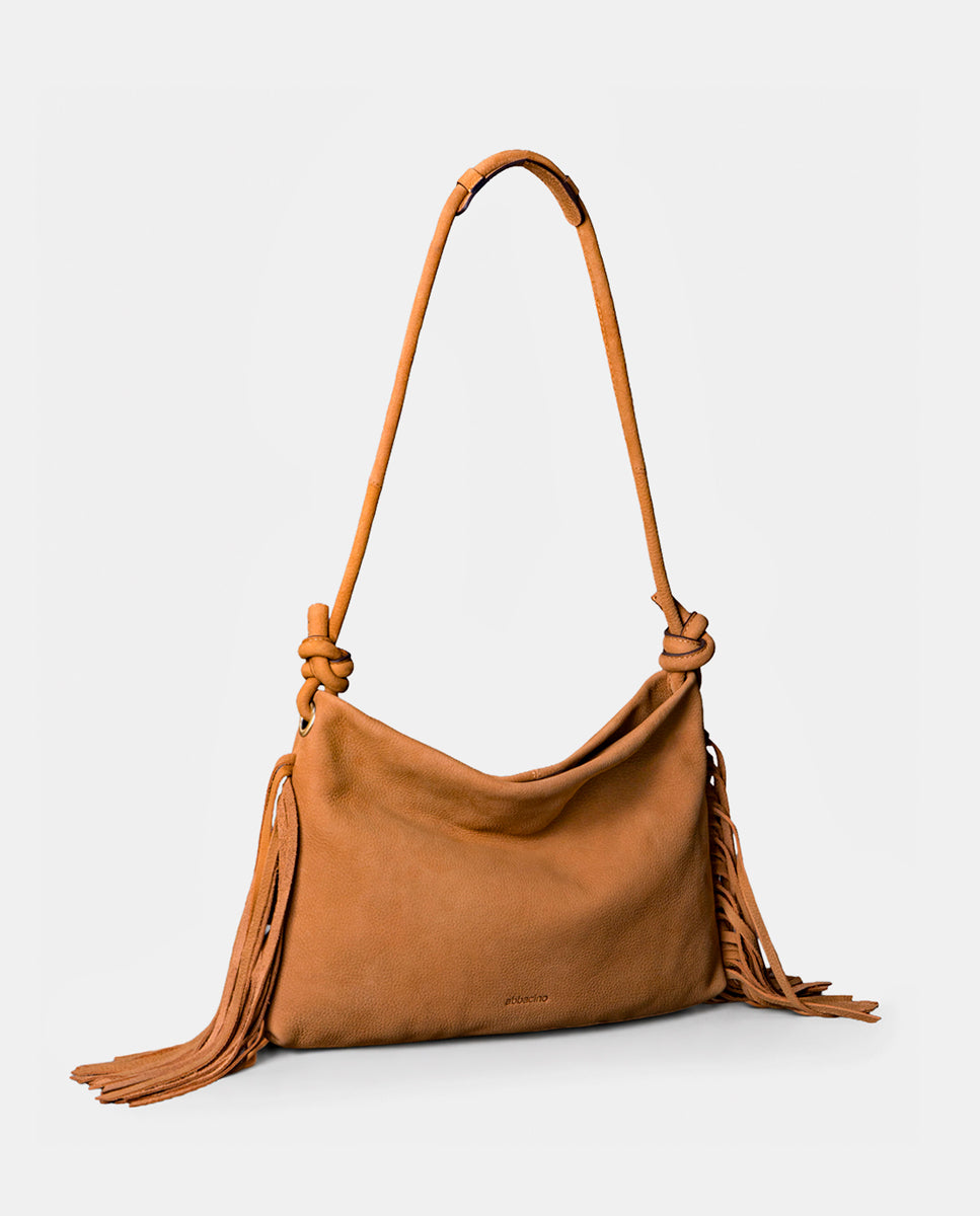 abbacino-bolso-de-hombro-piel-cognac-con-flecos-lua image 2