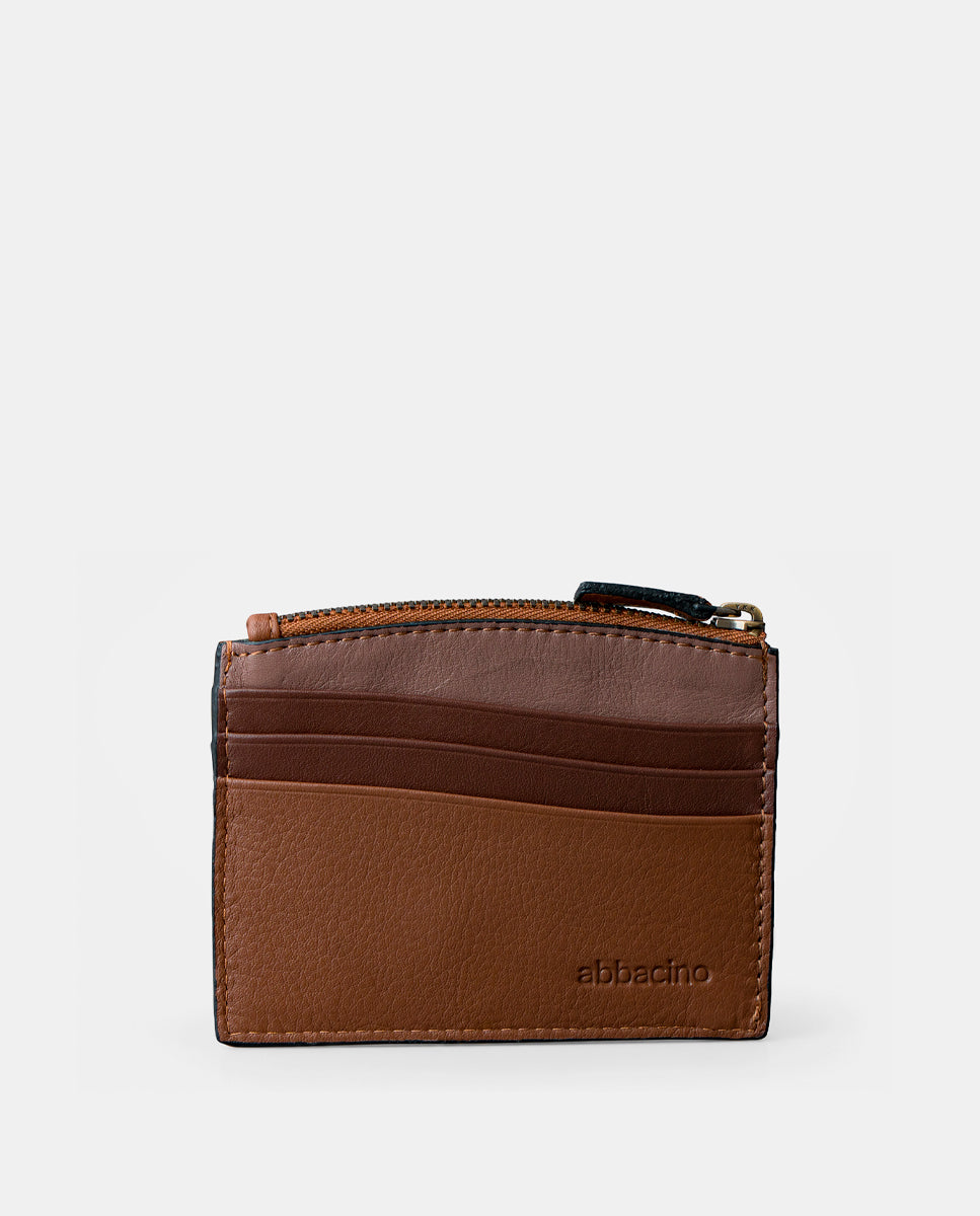 abbacino-tarjetero-mujer-piel-cognac-con-monedero-cremallera image 2