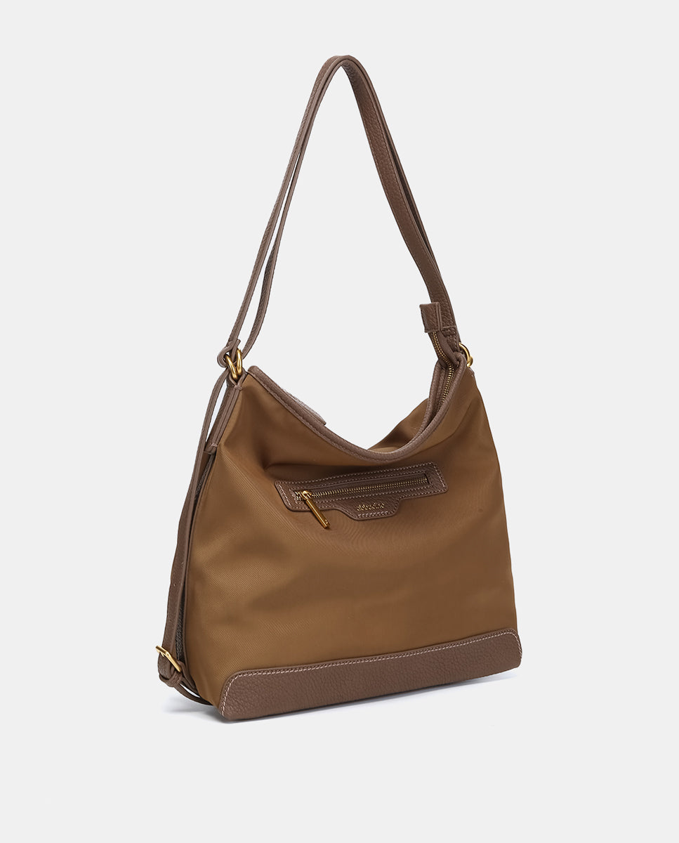 abbacino-bolso-multifuncional-camel-de-tejido-reciclado-convertible-a-mochila image 2