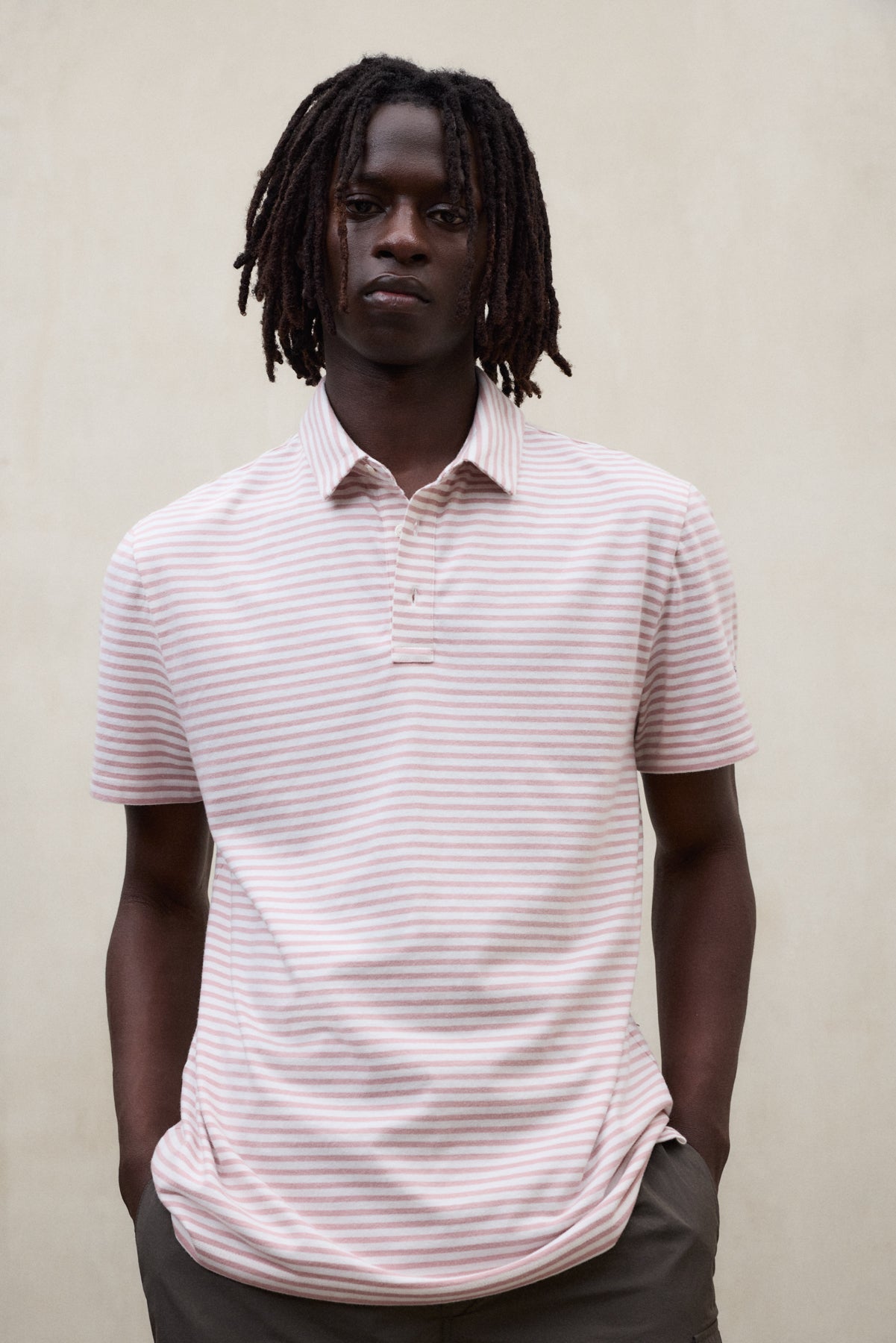 polo-ecoalf-logan-rayas-rosa-para-hombre-50-algod-n-reciclado-fit-regular image 2