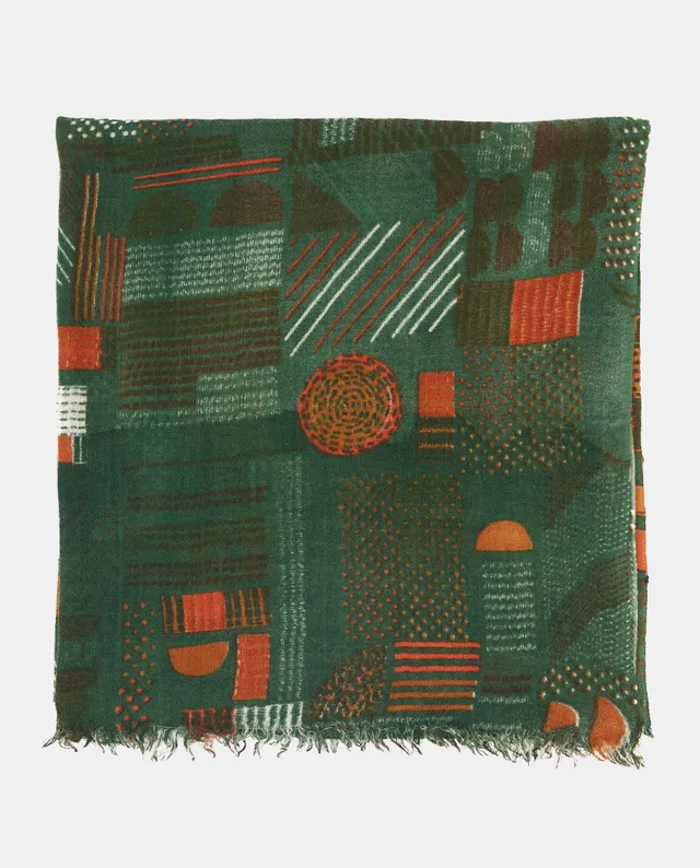 abbacino-pa-uelo-lana-verde-estampado-geom-trico image 1