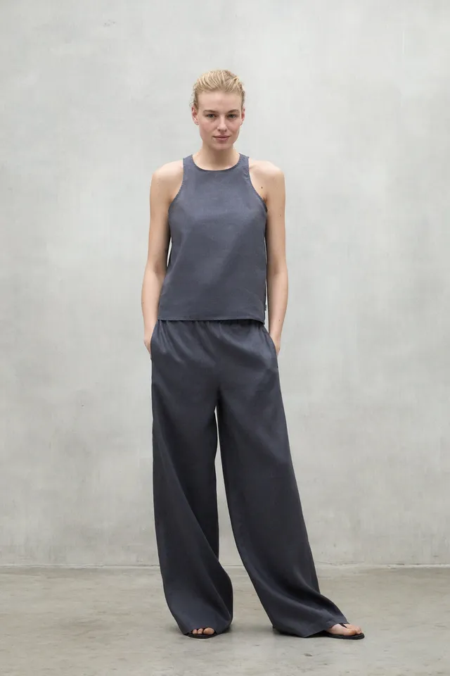 ecoalf-pantal-n-mossi-gris-oscuro-de-mujer-20-lino-reciclado-pierna-ancha-y-cint image 1