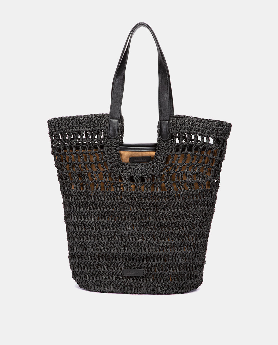 abbacino-capazo-rafia-negro-calado-verano image 1