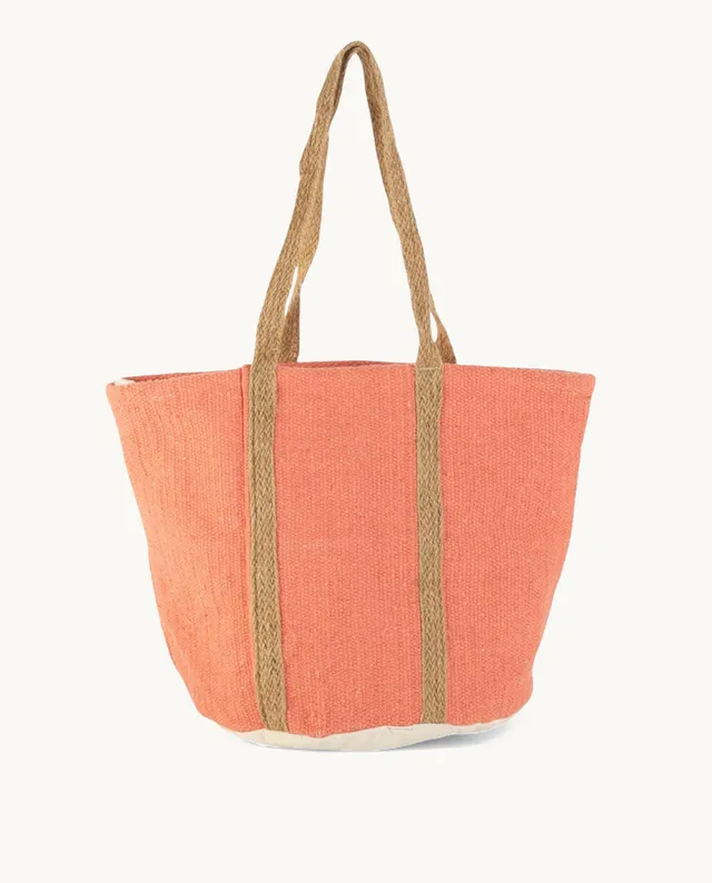 tote-de-algod-n-y-yute-kbas-color-coral-amplio-y-natural image 1