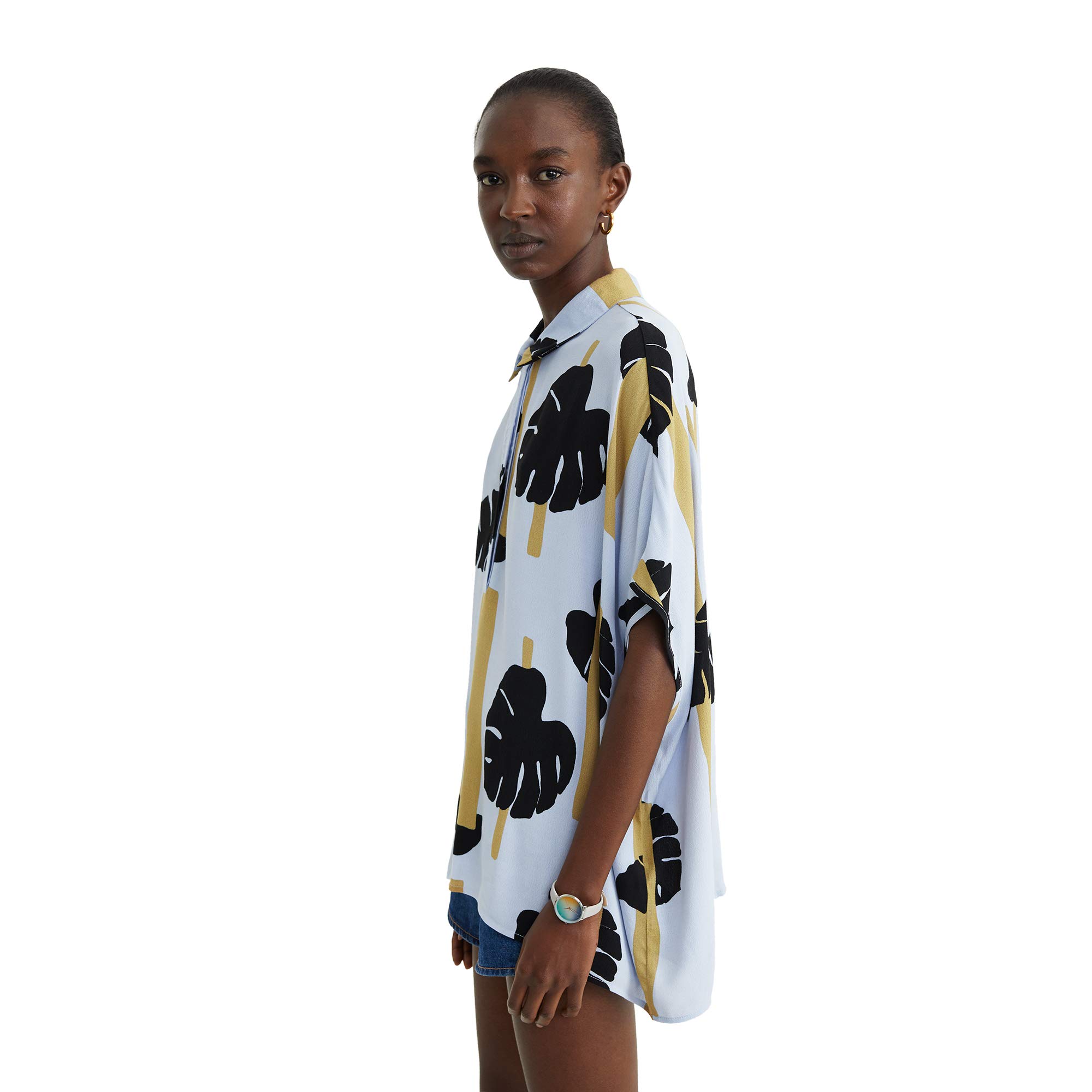 parfois-camisa-oversize-estampado-hojas-mujer-manga-corta image 5