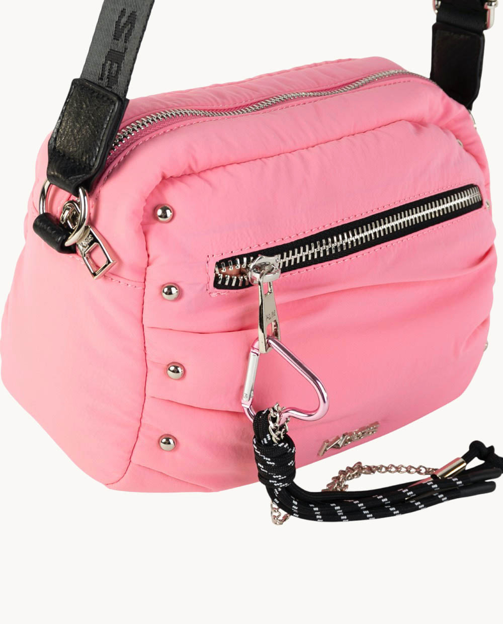 bolso-bandolera-kbas-de-nylon-rosa-con-cremallera image 3