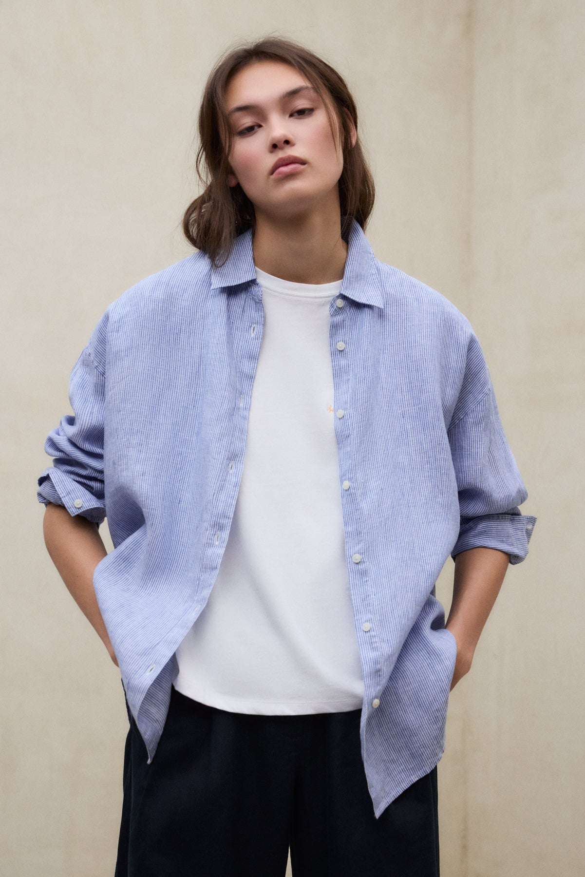 camisa-daria-a-rayas-de-ecoalf-para-mujer-lino-fit-oversize image 2