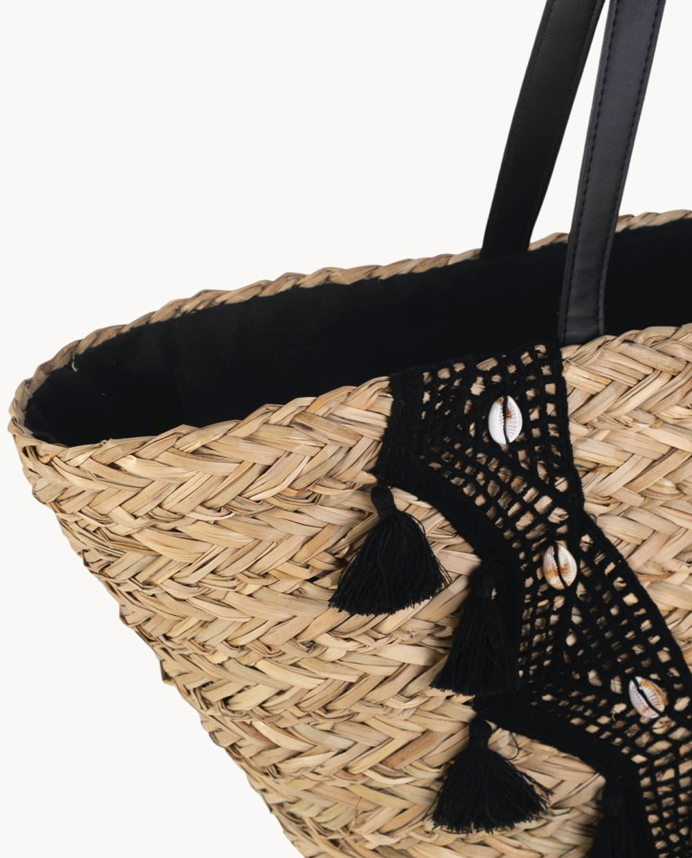 kbas-capazo-seagrass-con-cremallera-negro-bolso-natural-de-playa-y-diario image 3