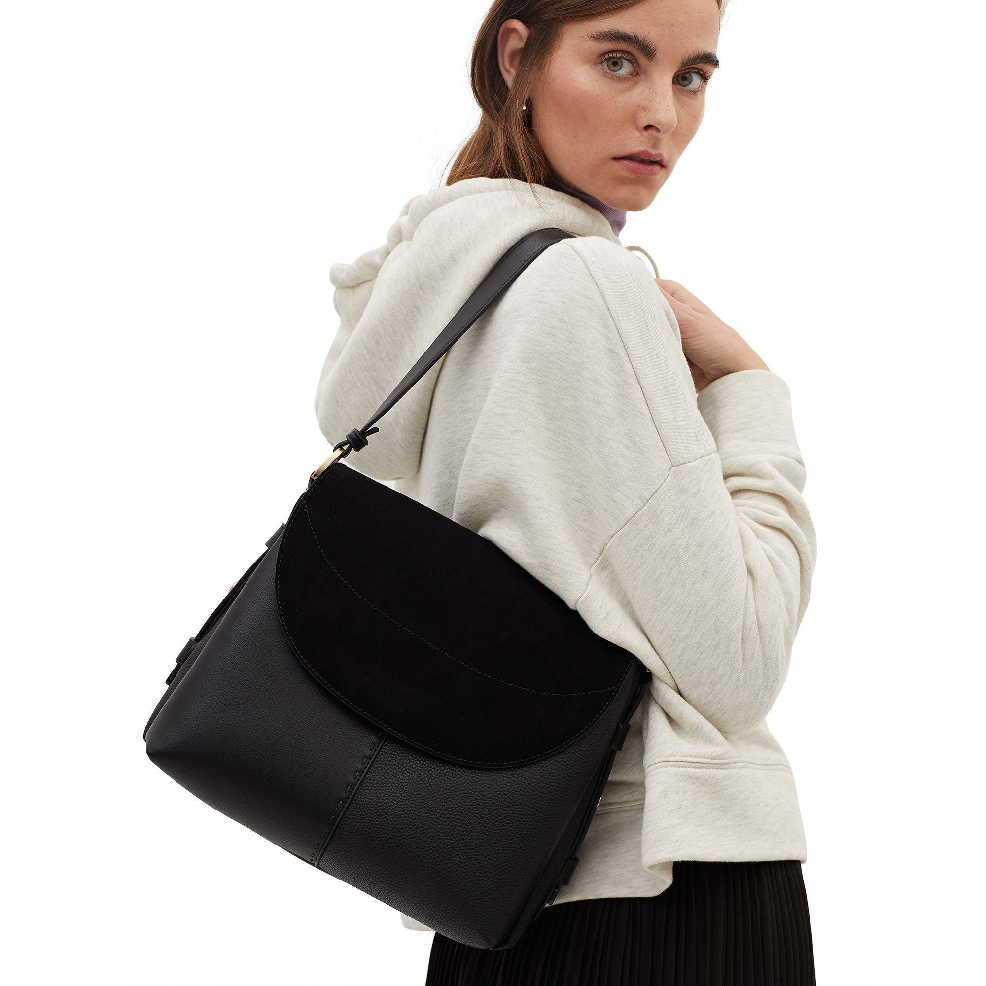 parfois-bolso-de-hombro-de-ante-con-cierre-de-solapa-mujer-talla-l-negro image 6