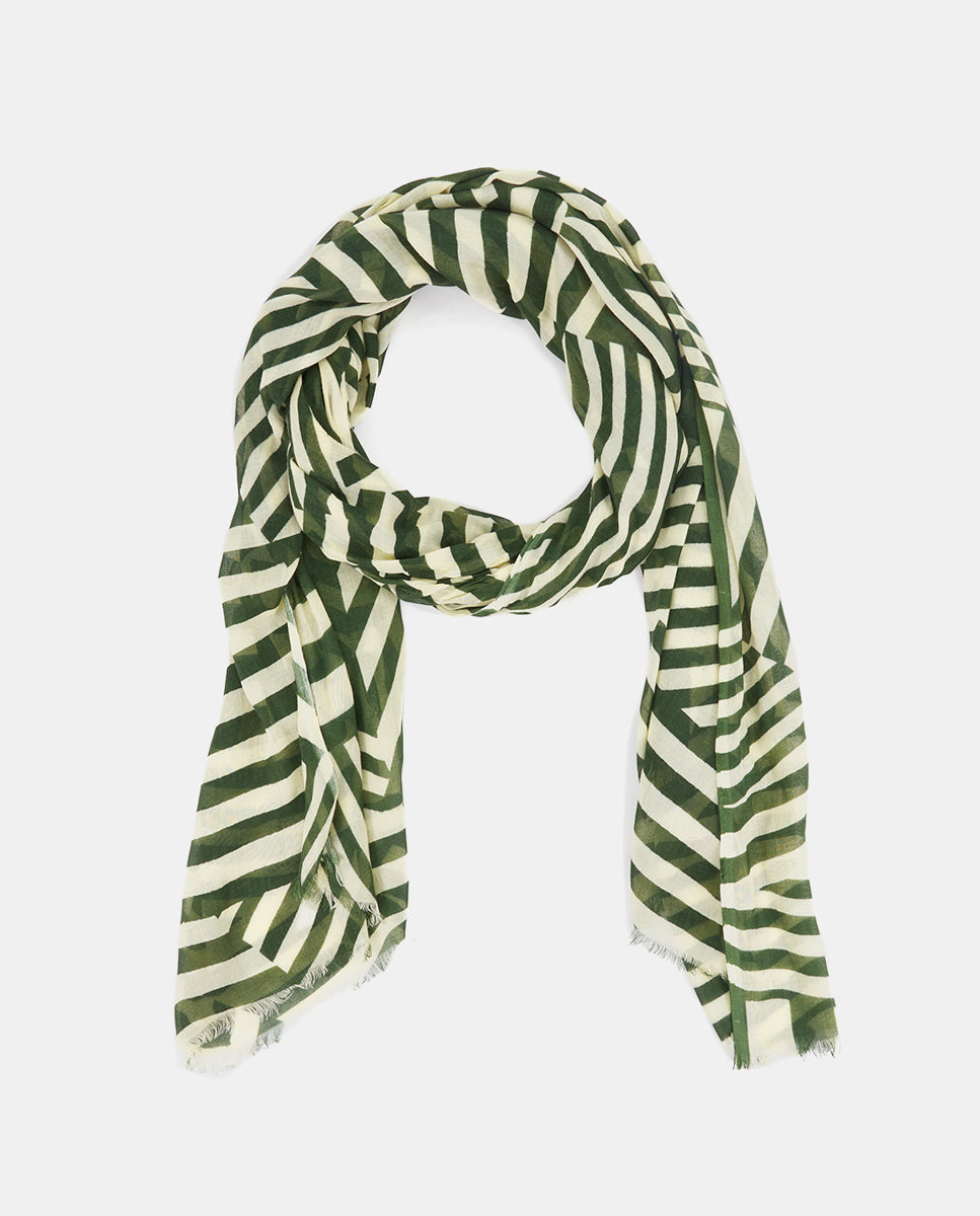 abbacino-pa-uelo-lana-estampado-lineal-blanco-verde image 2