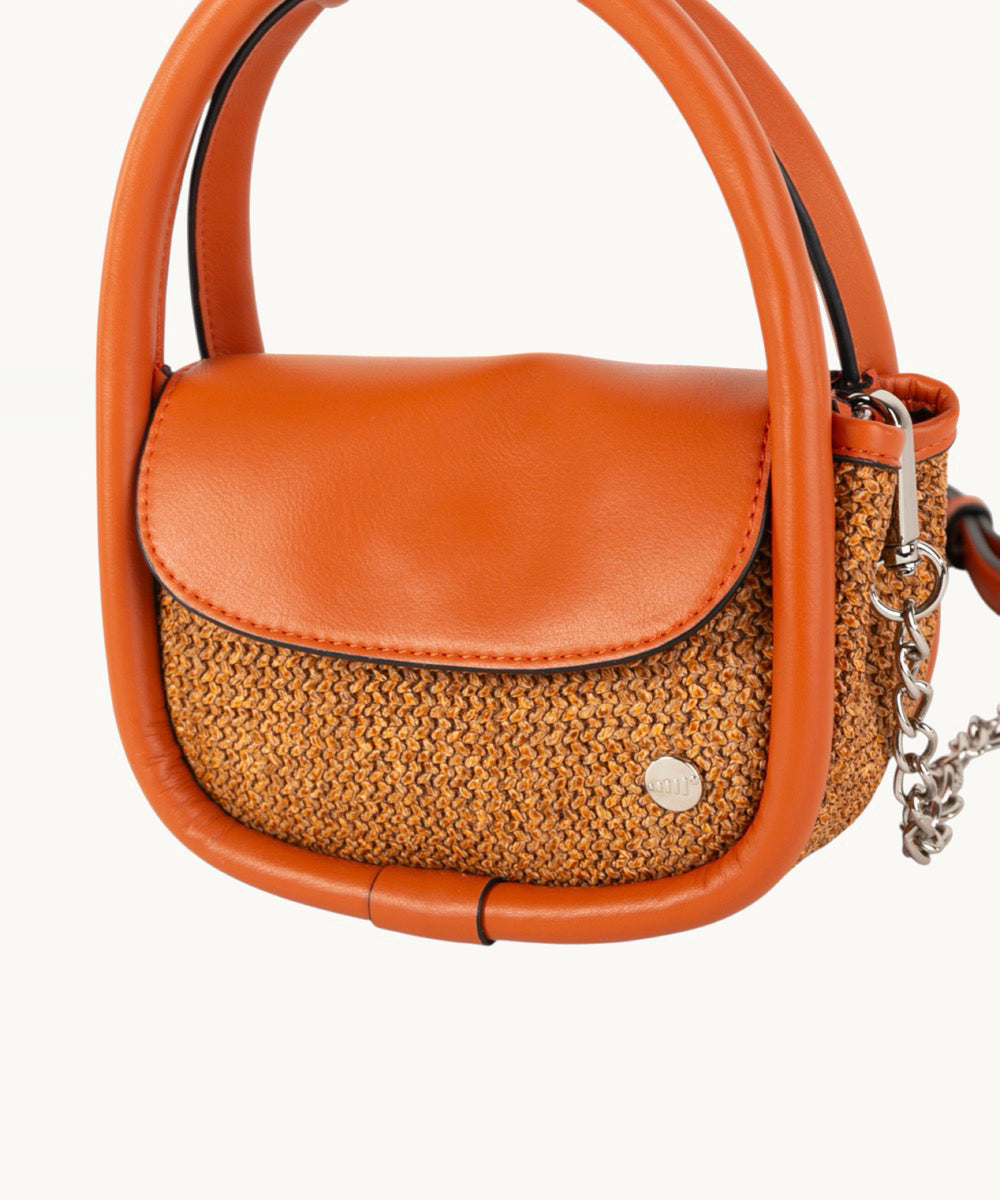 kbas-coctail-celina-bolso-de-mano-pu-y-rafia-terracota image 6