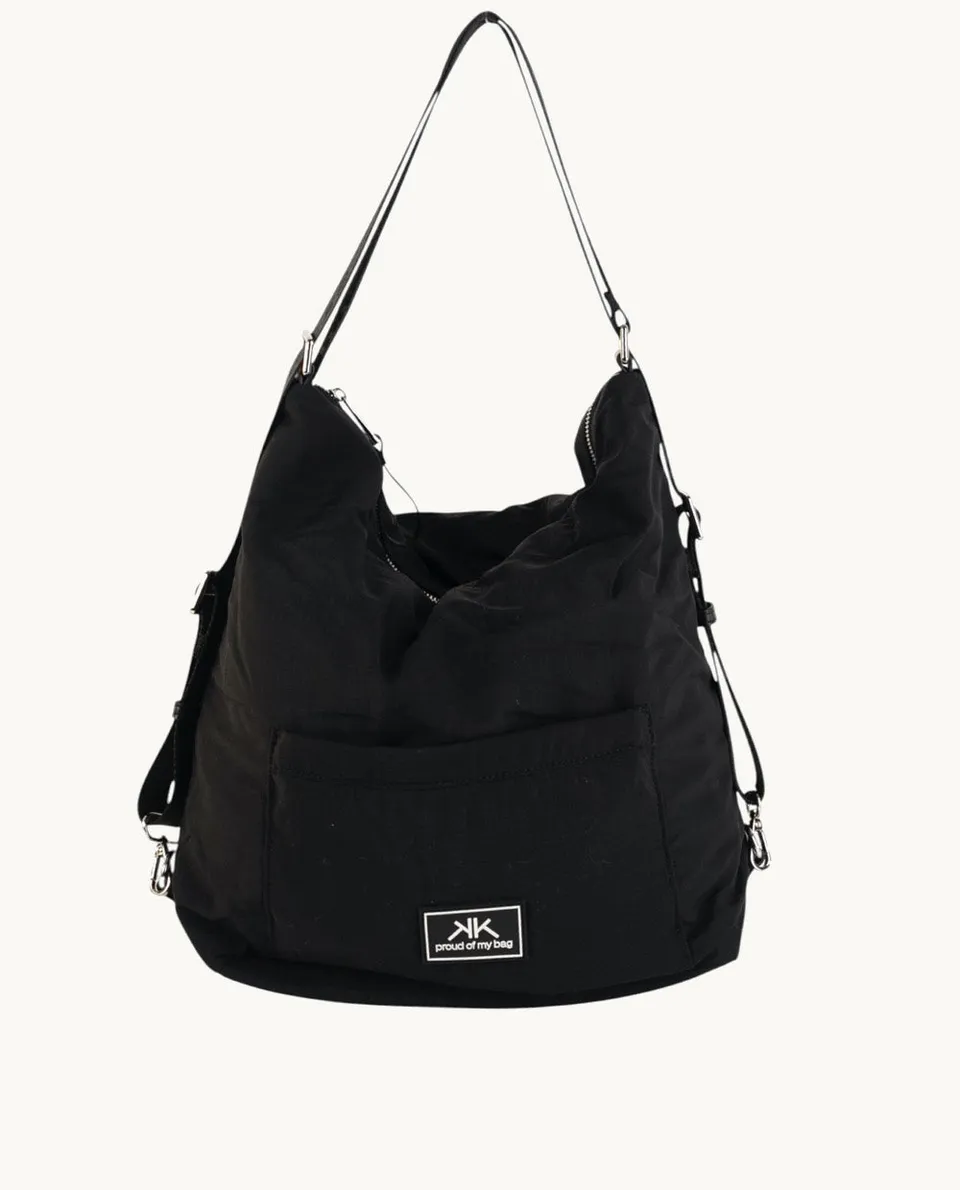 hobo-mochila-kbas-de-nylon-negro-31-x-17-x-35-cm-asa-de-hombro-y-cremallera image 1