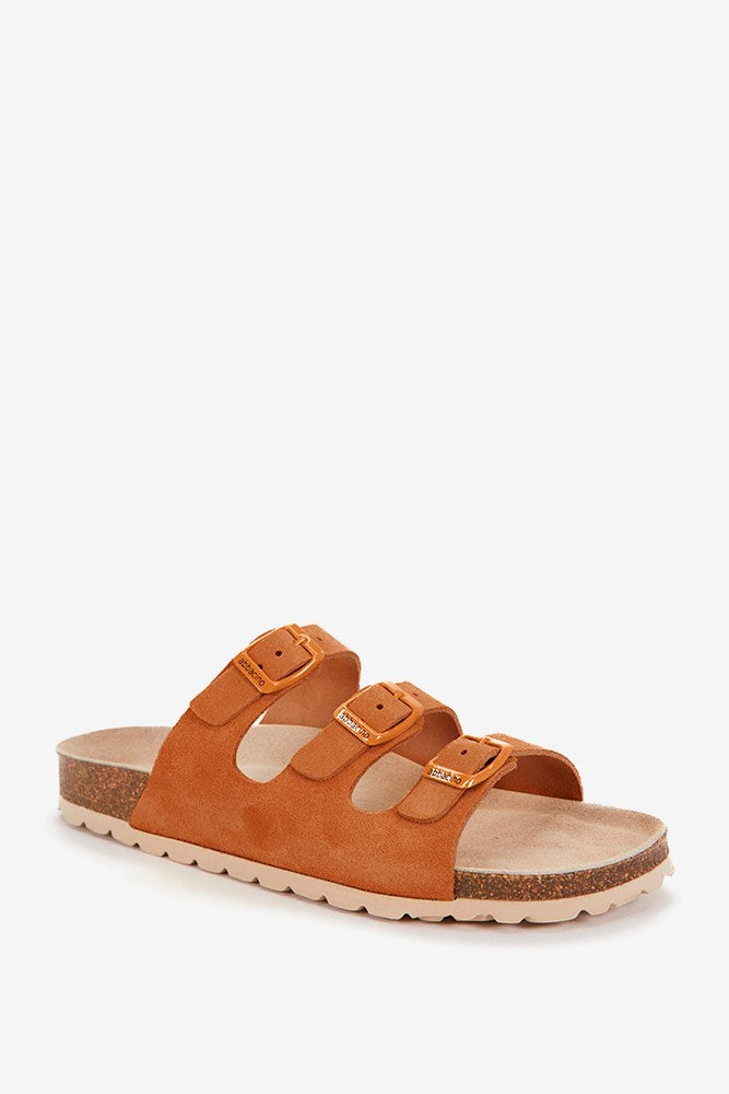 abbacino-sandalia-plana-mujer-piel-triple-hebilla-cognac image 3