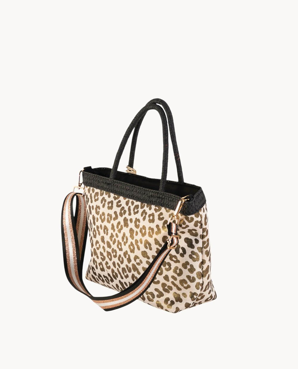 bolso-tote-peque-o-kbas-fibra-natural-y-canvas-con-cremallera-color-negro image 2
