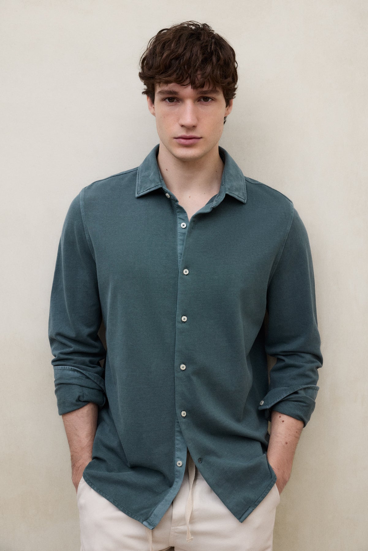 camisa-ecoalf-new-gotham-verde-para-hombre-100-algod-n-reciclado-cuello-italiano image 3