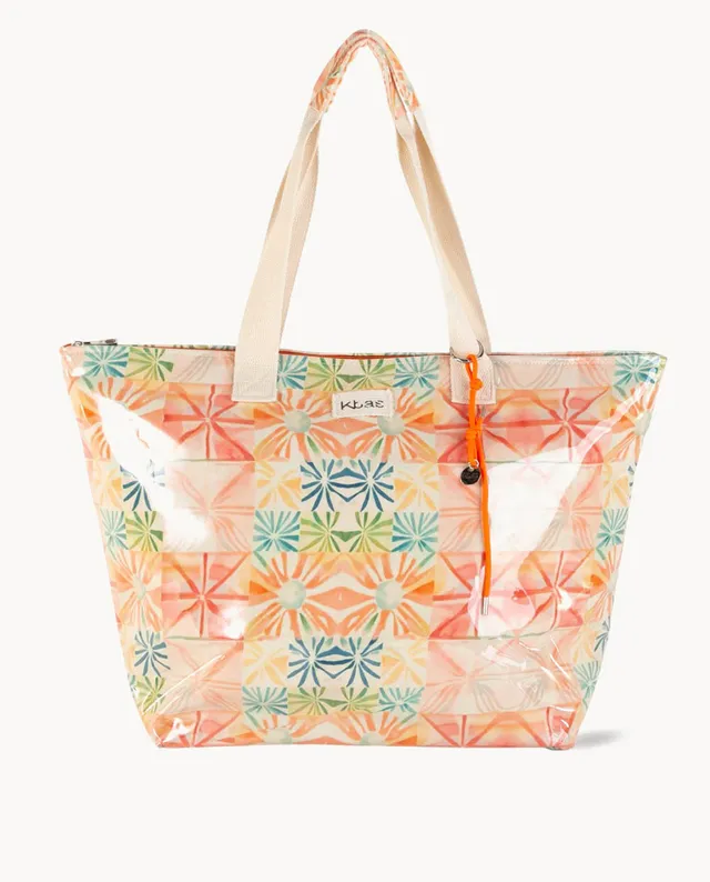 kbas-bolso-playa-de-lona-plastificada-con-cremallera-y-estampado-tnico image 1