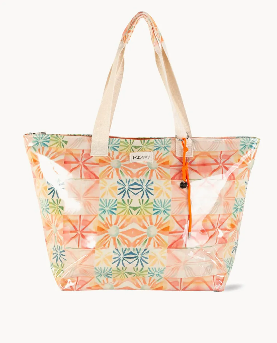 kbas-bolso-playa-de-lona-plastificada-con-cremallera-y-estampado-tnico image 1