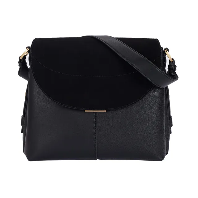 parfois-bolso-de-hombro-de-ante-con-cierre-de-solapa-mujer-talla-l-negro image 1