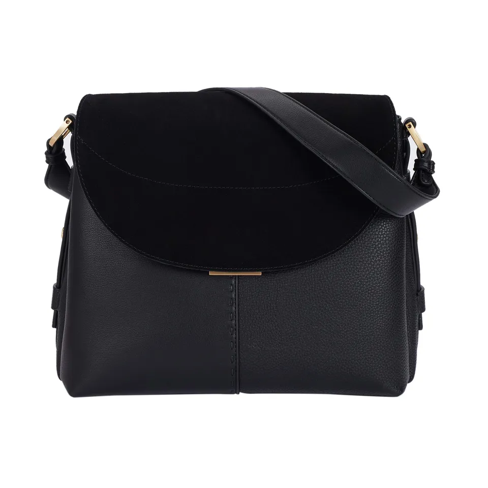 parfois-bolso-de-hombro-de-ante-con-cierre-de-solapa-mujer-talla-l-negro image 1