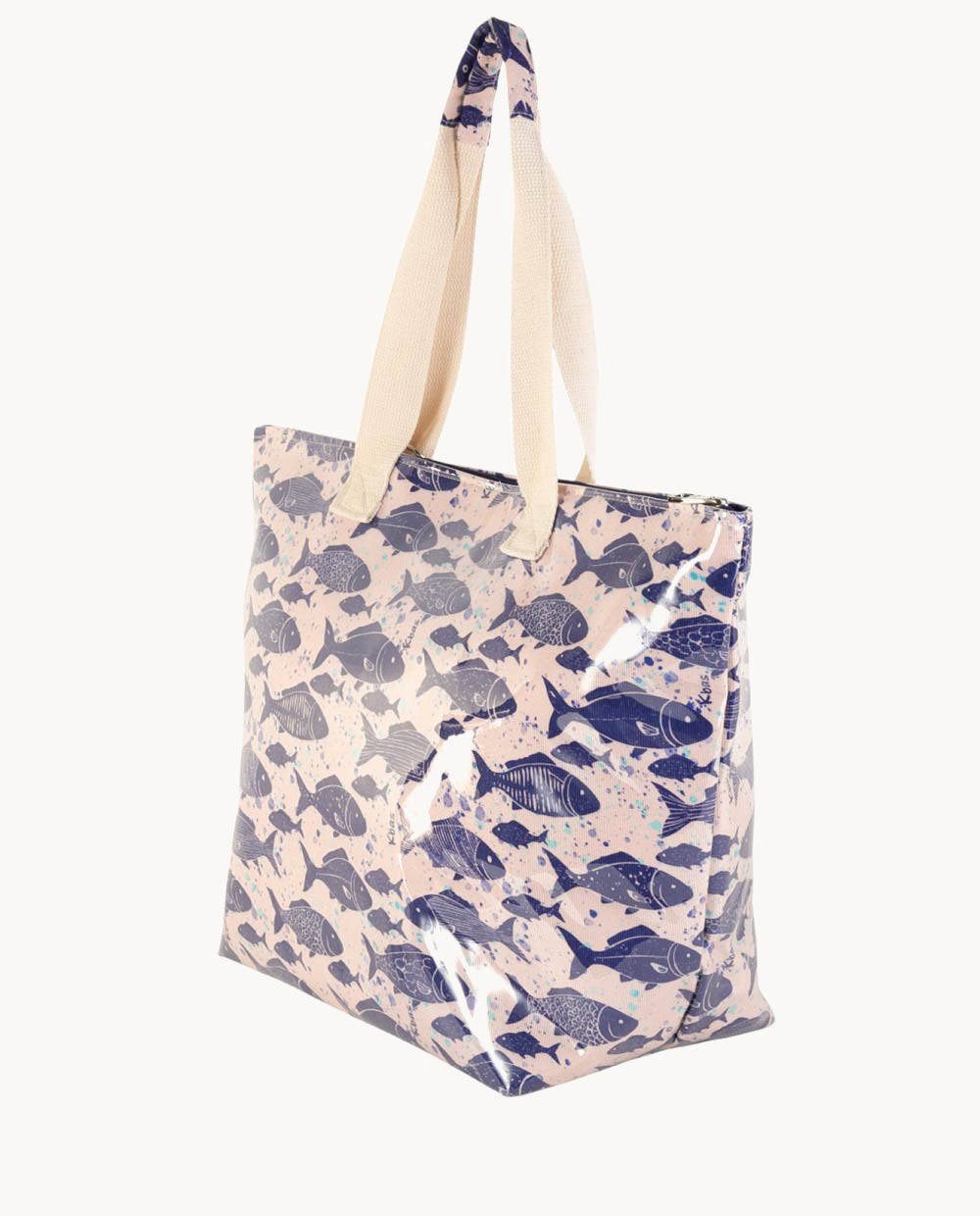 bolso-playa-kbas-lona-plastificada-estampado-pescado-con-cremallera image 2