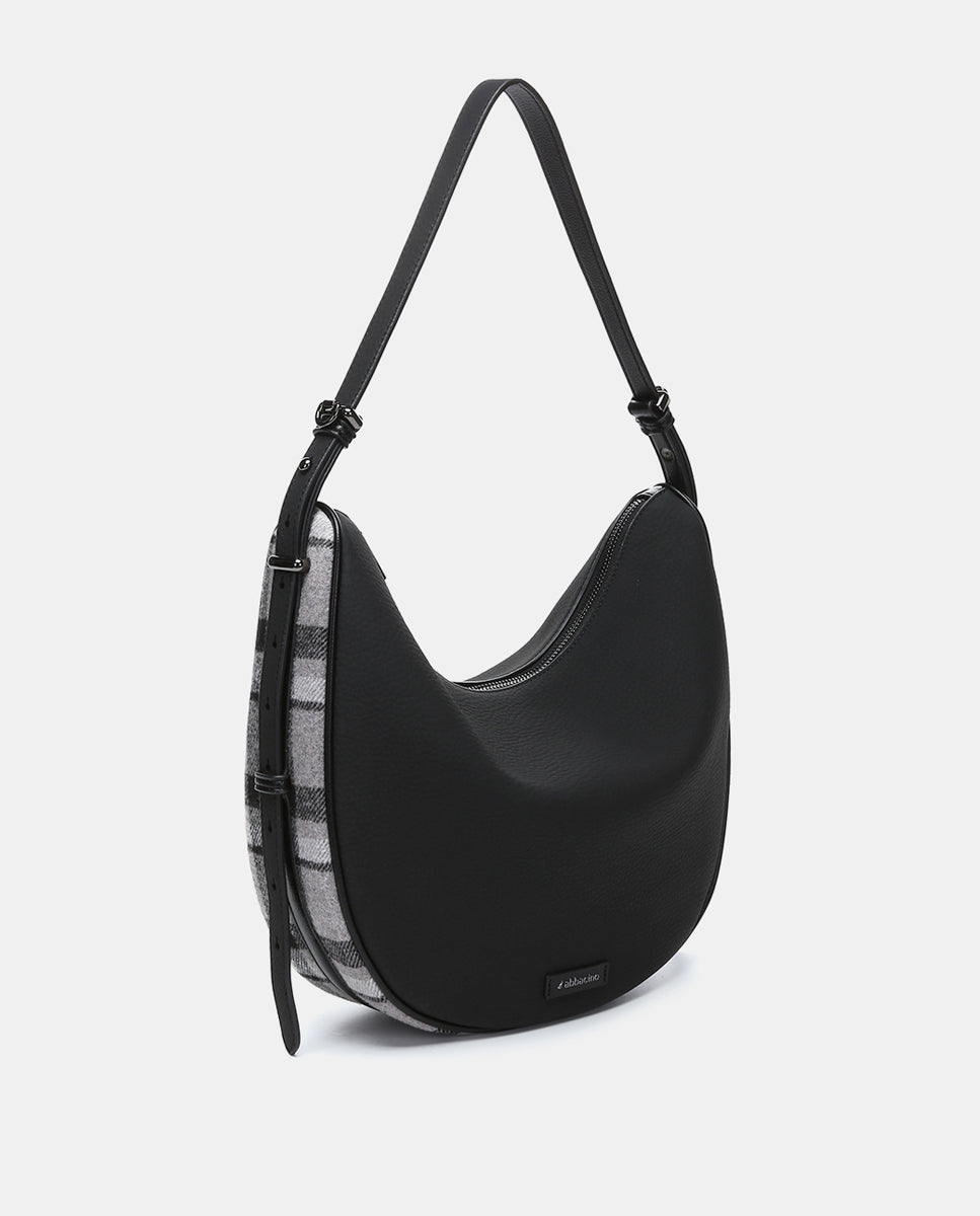 bolso-de-hombro-abbacino-estilo-hobo-en-materiales-reciclados-negro-con-cuadros- image 2