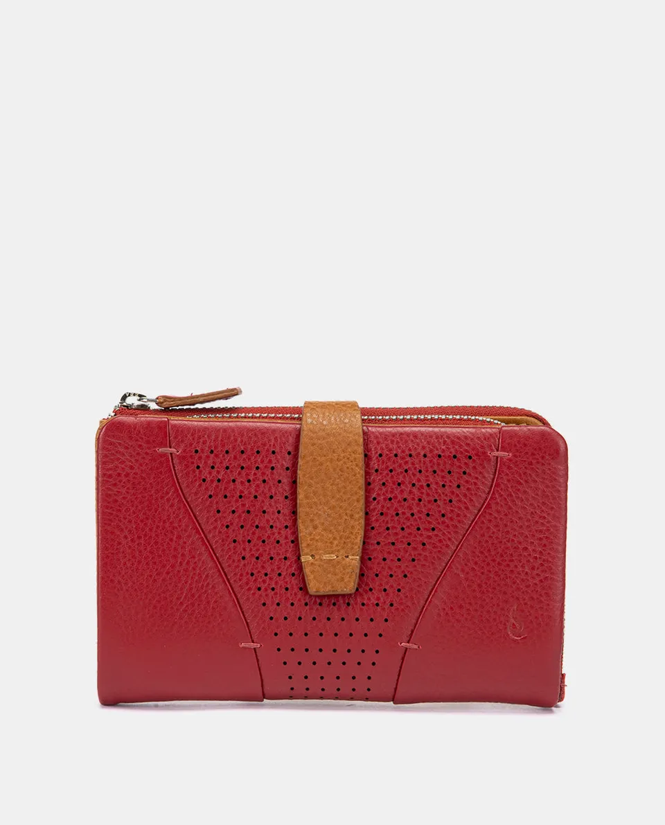 abbacino-cartera-mediana-mujer-piel-roja-troquelada image 1