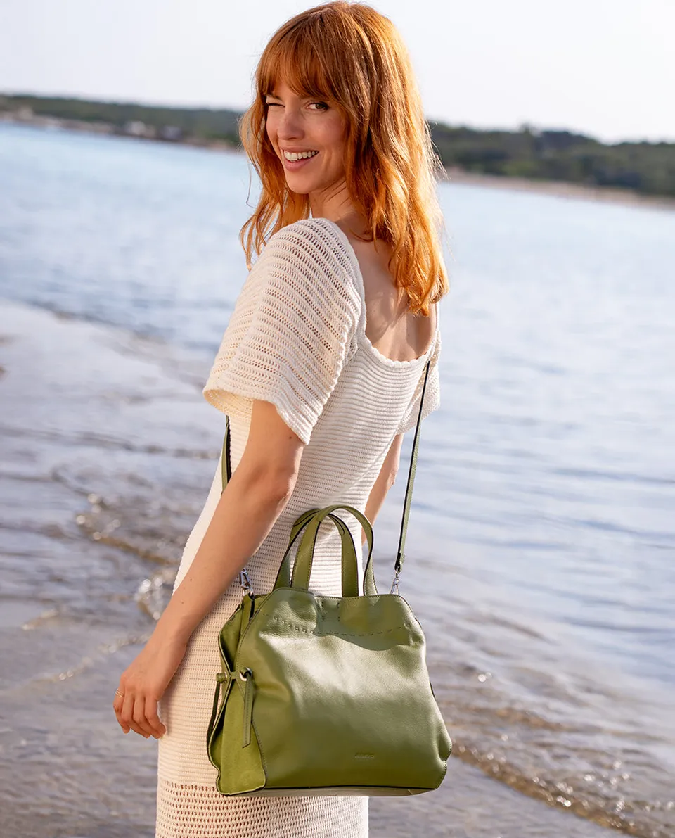 bolso-de-mano-abbacino-en-piel-verde-minimalista image 1