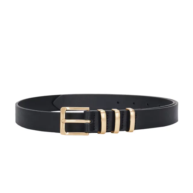 parfois-cintur-n-hebilla-dorada-estrecho-basic-negro-mujer image 1