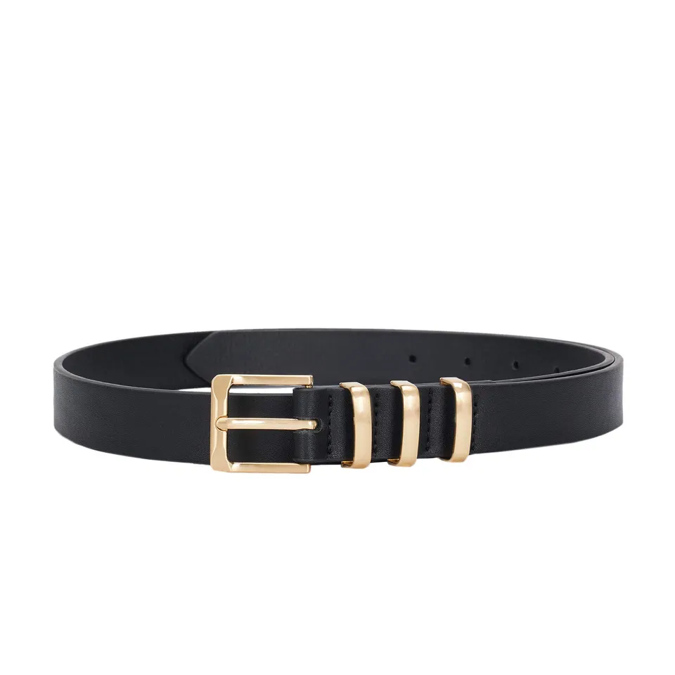 parfois-cintur-n-hebilla-dorada-estrecho-basic-negro-mujer image 1