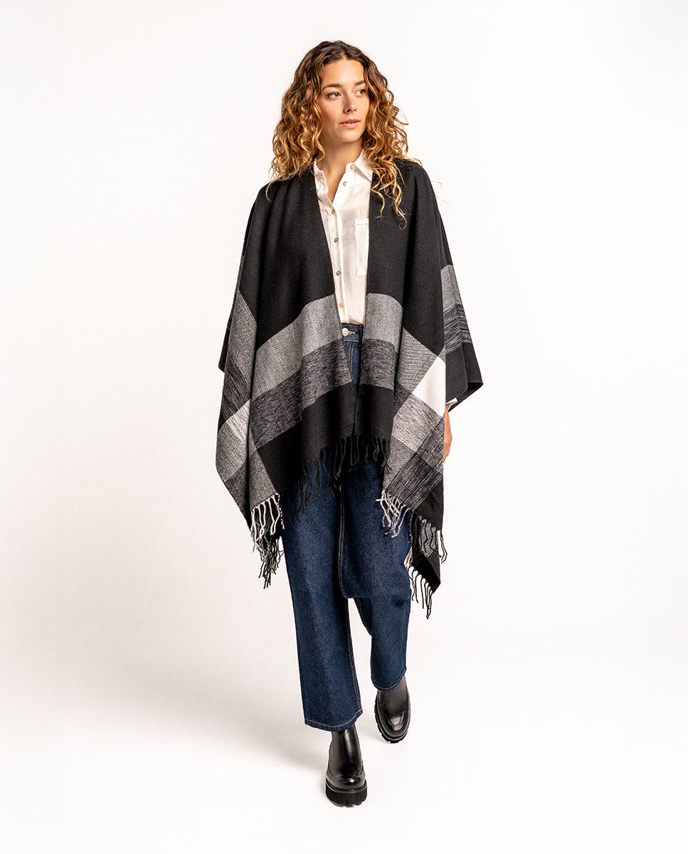 abbacino-poncho-estampado-a-rayas-negro-talla-nica image 6