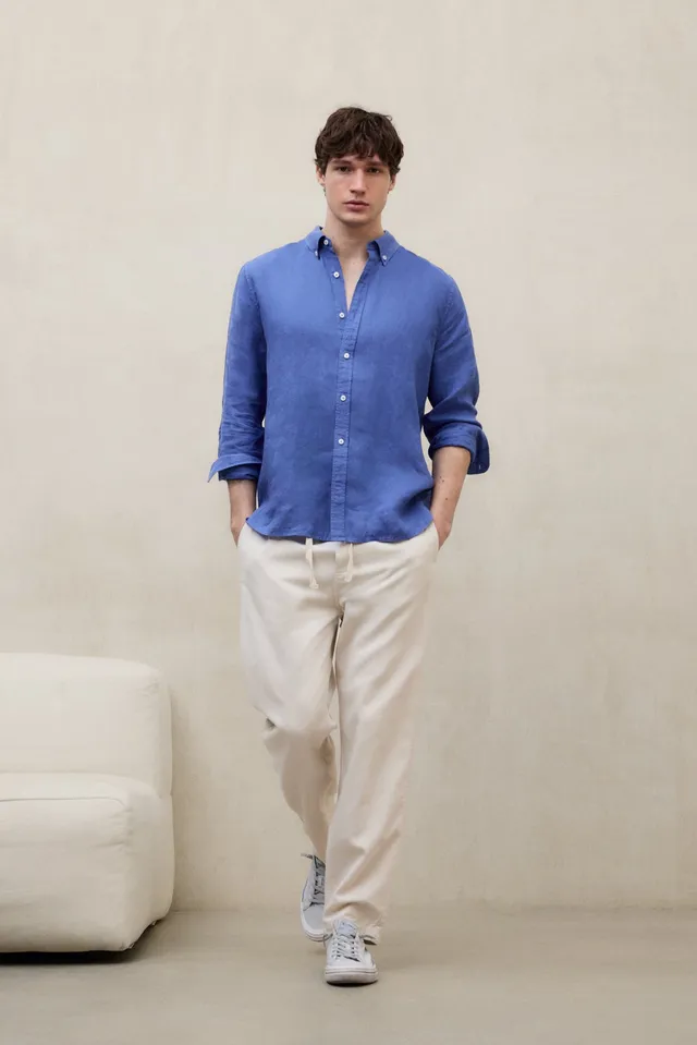 ecoalf-camisa-malibu-azul-de-hombre-100-lino-corte-regular-manga-larga-te-ida-en image 1