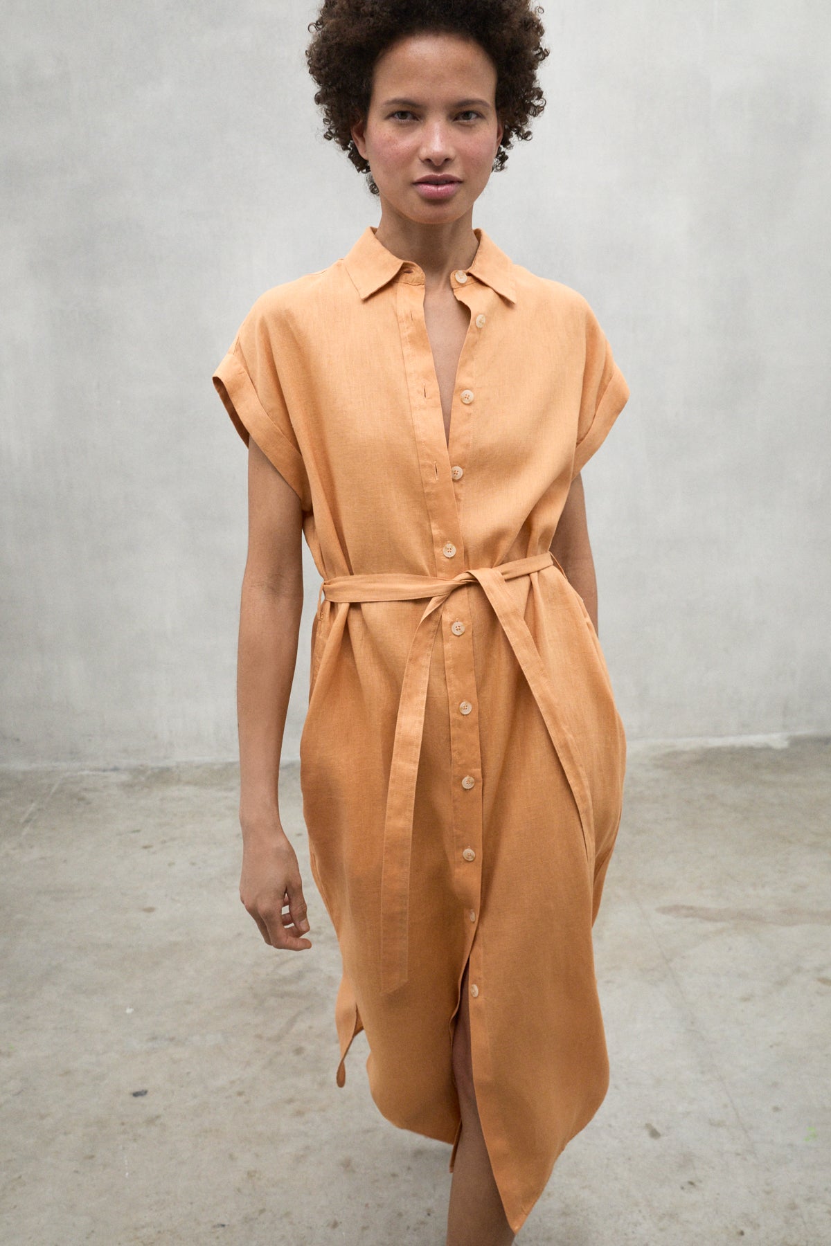 ecoalf-vestido-amatista-naranja-de-mujer-20-lino-reciclado-fit-holgado-vegano image 6
