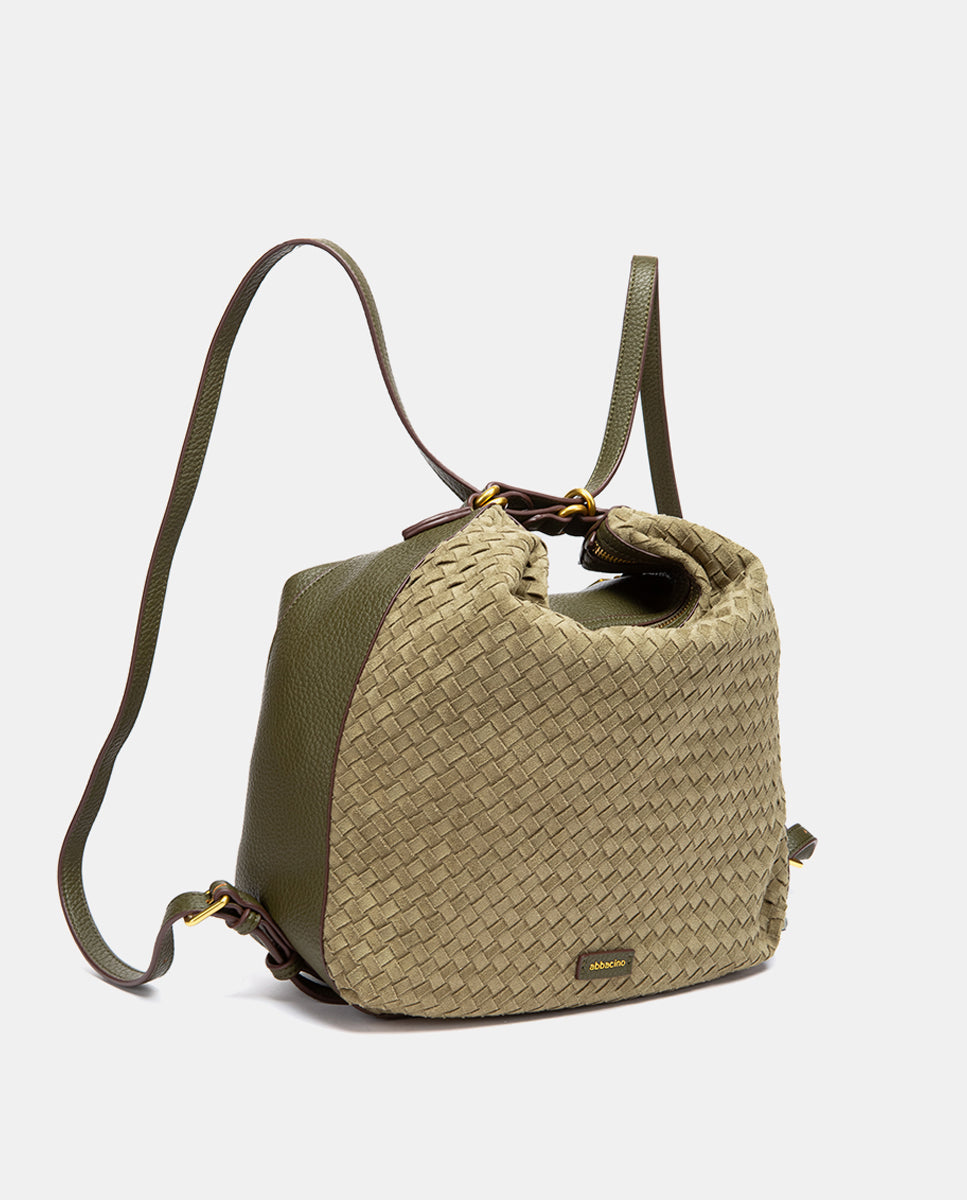 abbacino-bolso-multifuncional-trenzado-verde-convertible-en-mochila image 4
