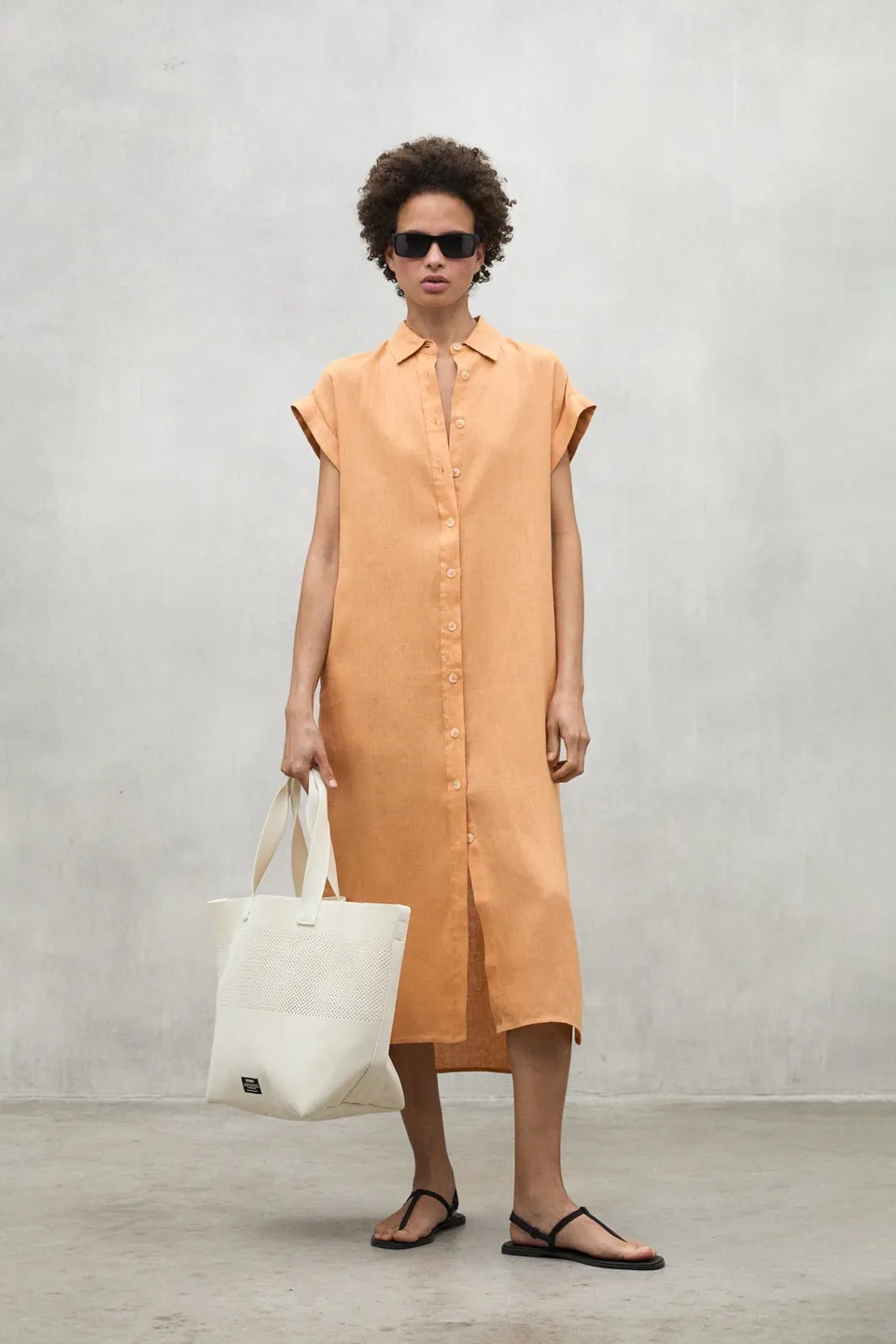 ecoalf-vestido-amatista-naranja-de-mujer-20-lino-reciclado-fit-holgado-vegano image 1