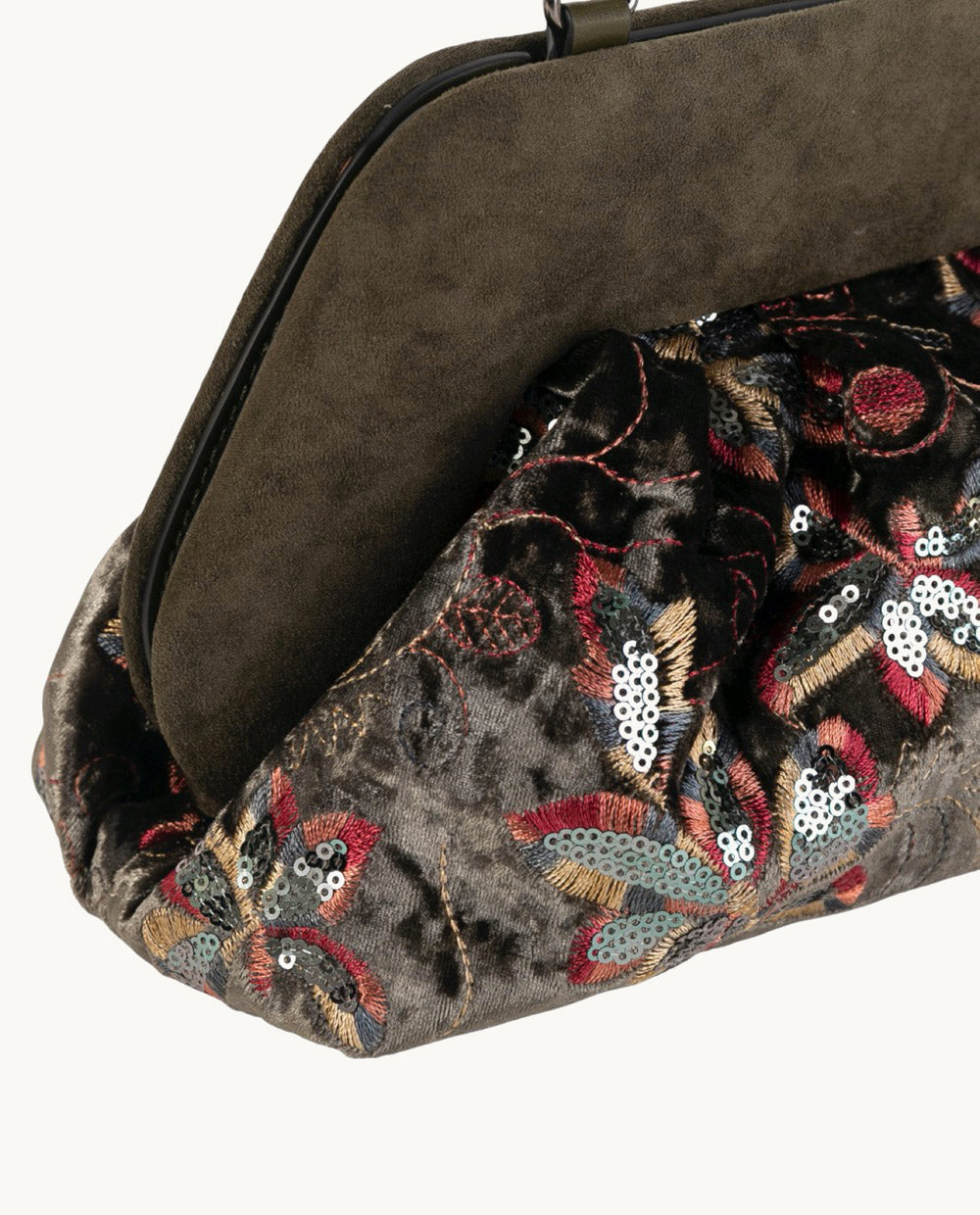 clutch-de-flores-de-textil-coctel-merito-color-kaki-bolso-de-mano-con-asa-de-hom image 3