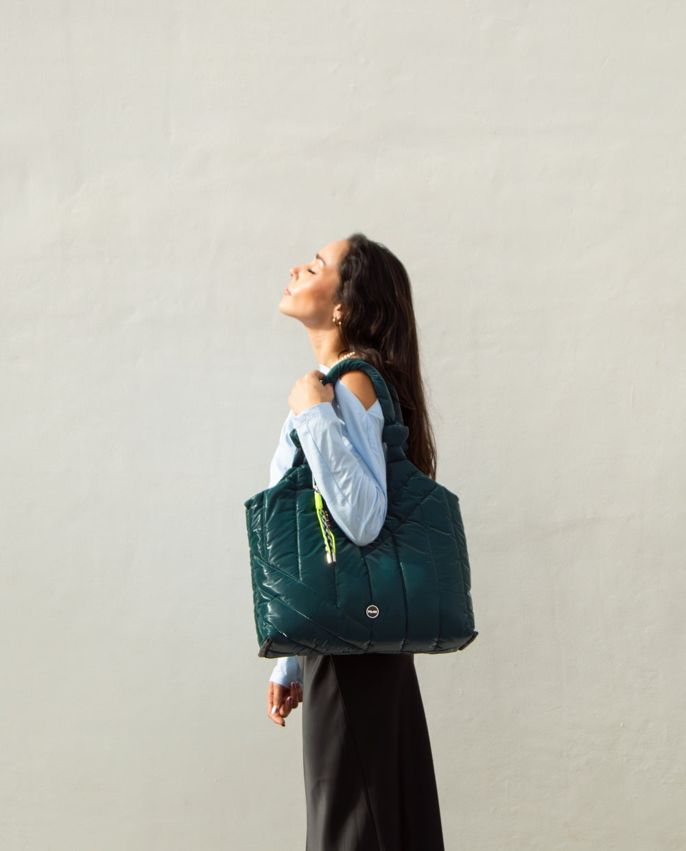 kbas-tote-de-nylon-teal-39x16x32-cm-asa-de-hombro-y-cremallera image 3