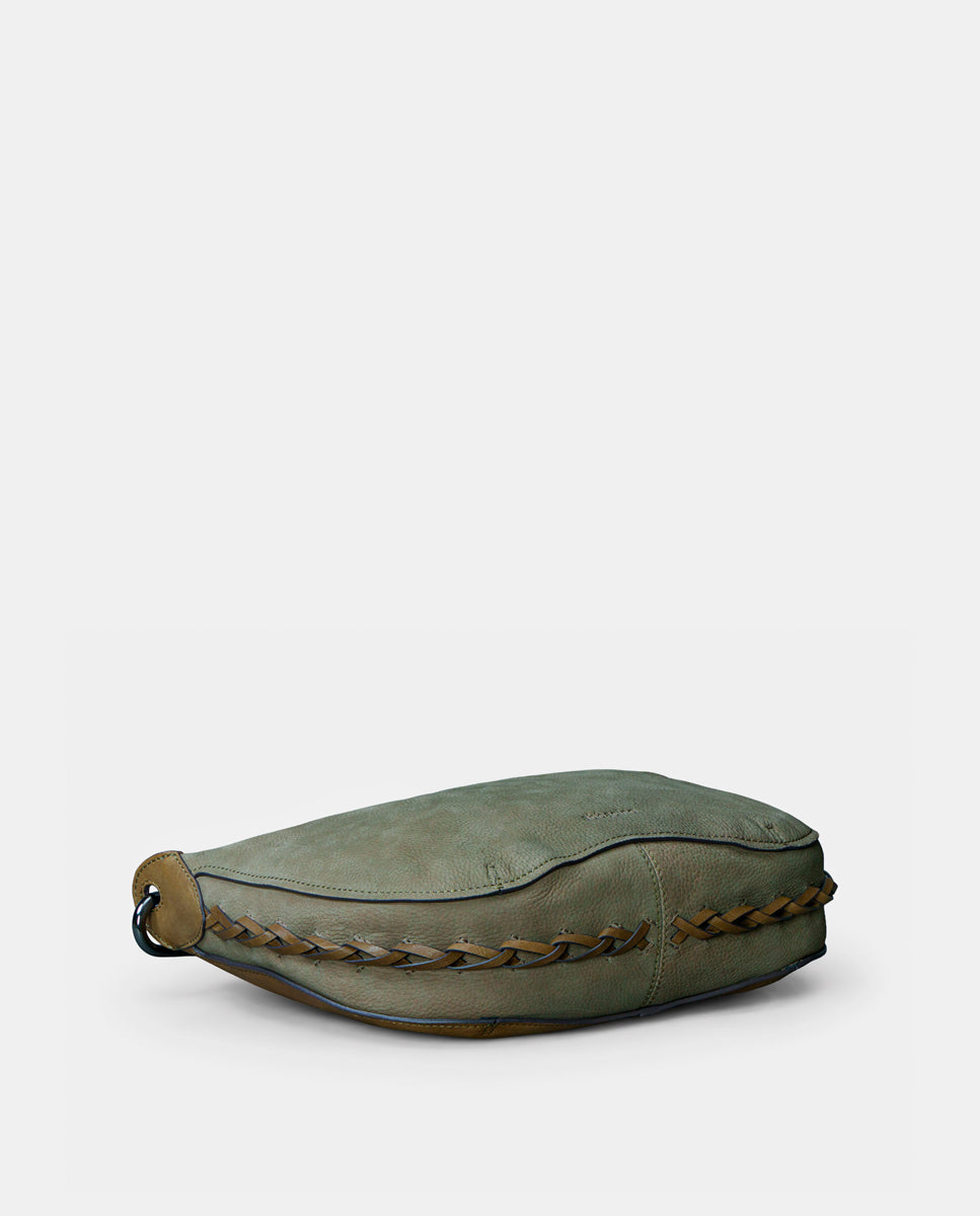 bandolera-abbacino-lua-en-nobuck-verde-con-trenzado-lateral image 8
