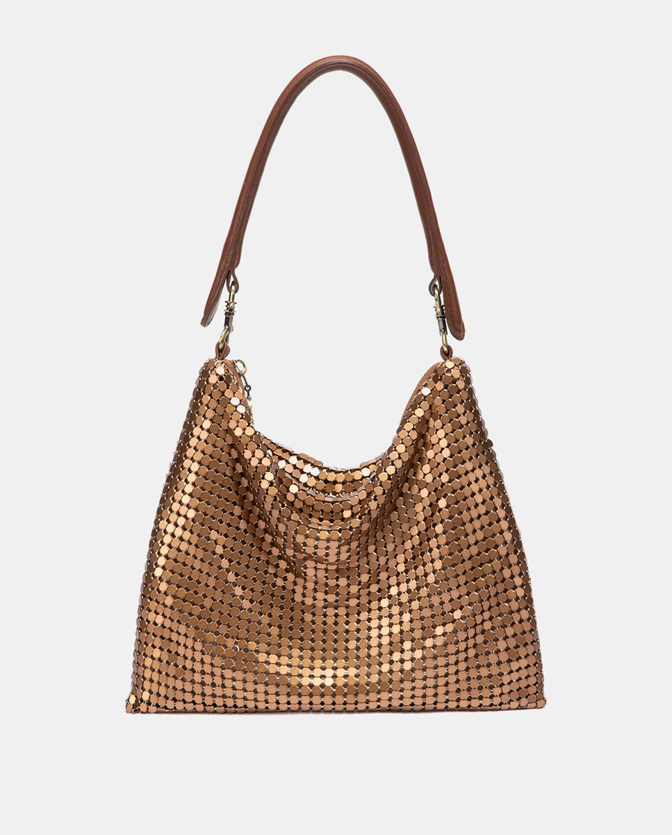 bolso-de-hombro-abbacino-de-fiesta-en-malla-met-lica-ocre-con-cremallera image 1