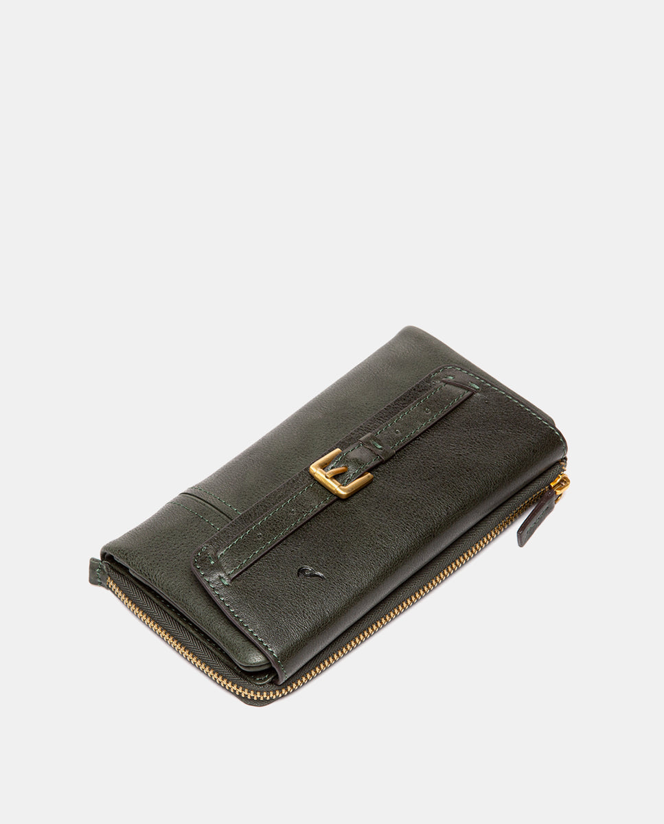 abbacino-cartera-grande-mujer-piel-verde-solapa-hebilla-dorada image 6
