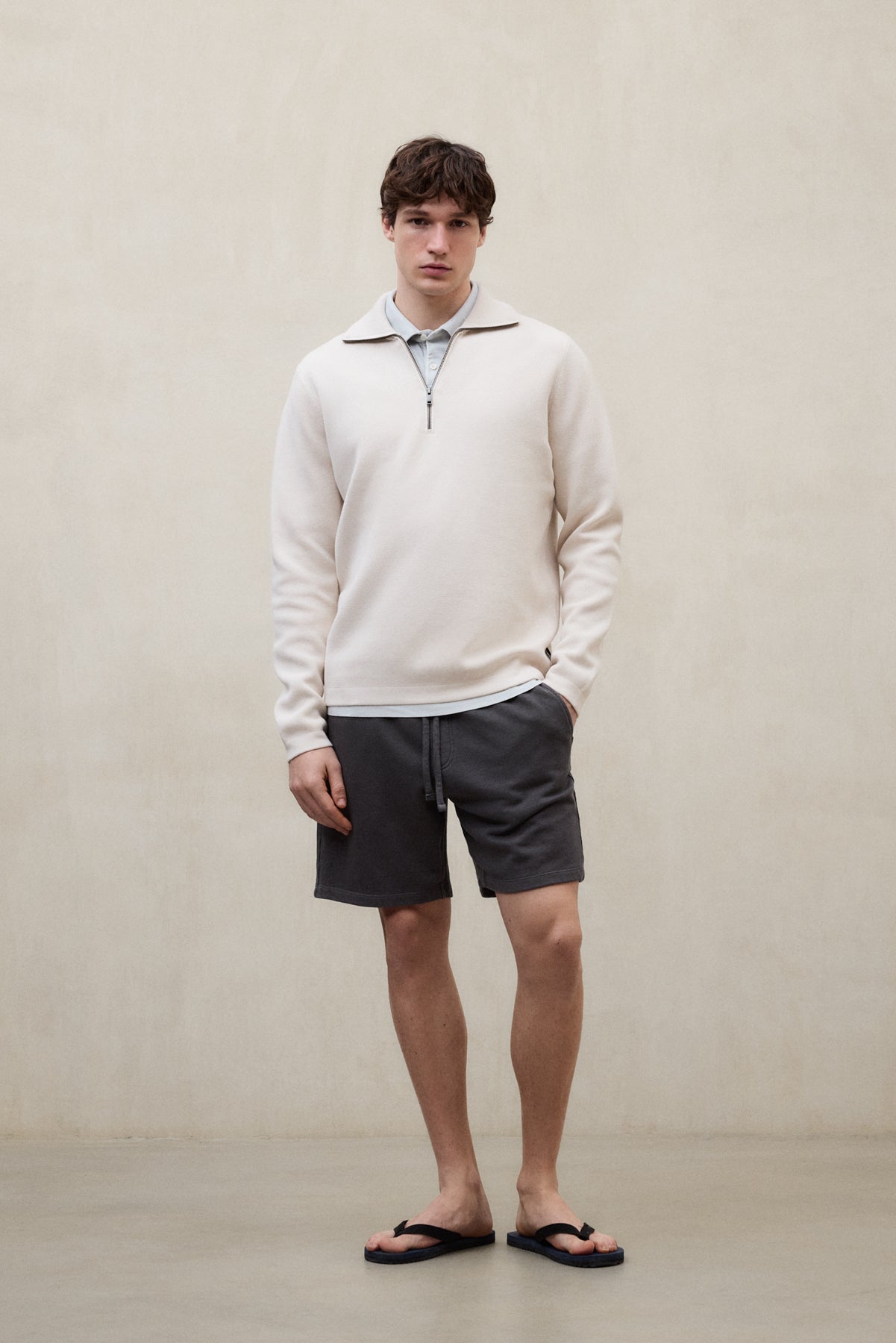 ecoalf-jersey-penti-beige-de-hombre-cuello-alto-con-cremallera-punto-de-algod-n- image 2