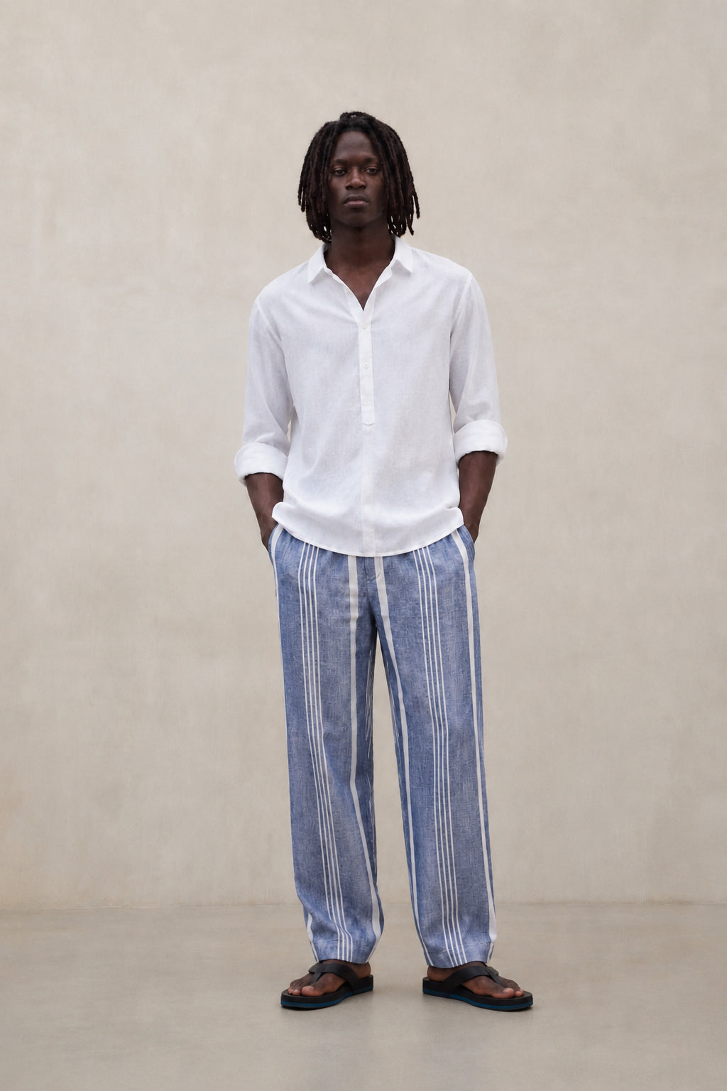 ecoalf-pantalones-gina-azul-de-lino-para-hombre-rayas-fit-regular-y-cord-n image 3