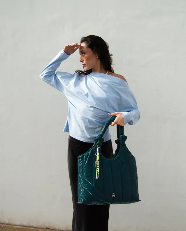 kbas-tote-de-nylon-teal-39x16x32-cm-asa-de-hombro-y-cremallera image 1