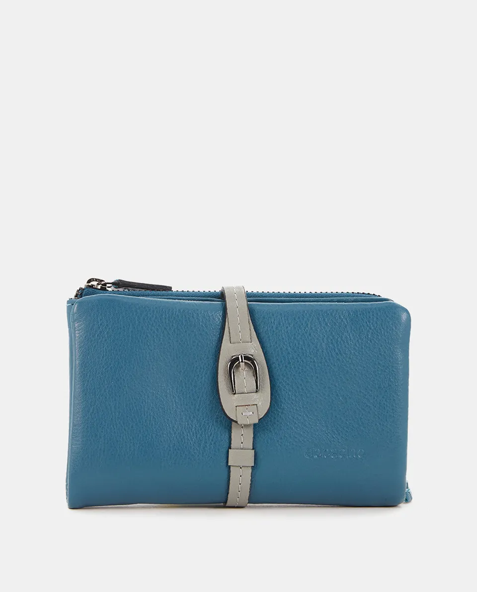 cartera-mediana-de-piel-abbacino-en-color-azul-con-cierre-de-hebilla image 1