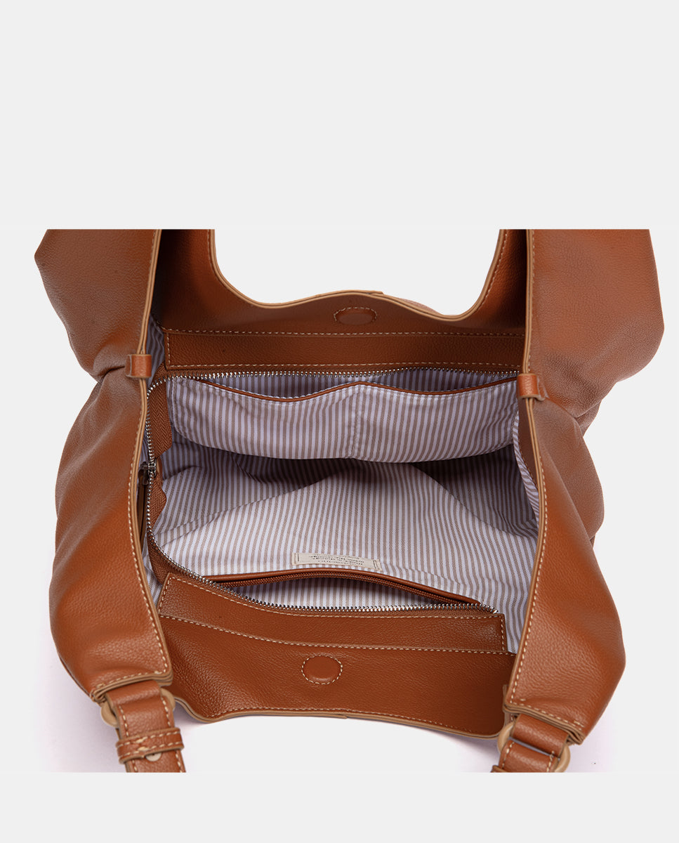 bolso-de-hombro-grande-abbacino-cognac-de-materiales-reciclados-doble-asa image 5
