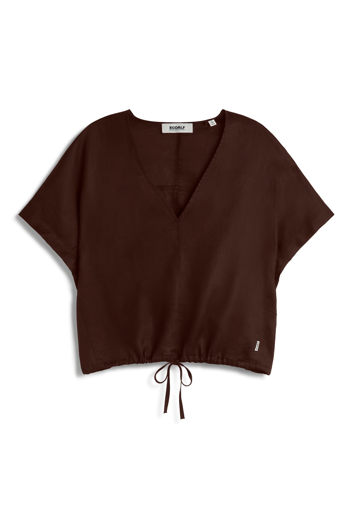 camisa-ecoalf-dora-marr-n-para-mujer-80-lino-fit-relajado-escote-en-v image 5